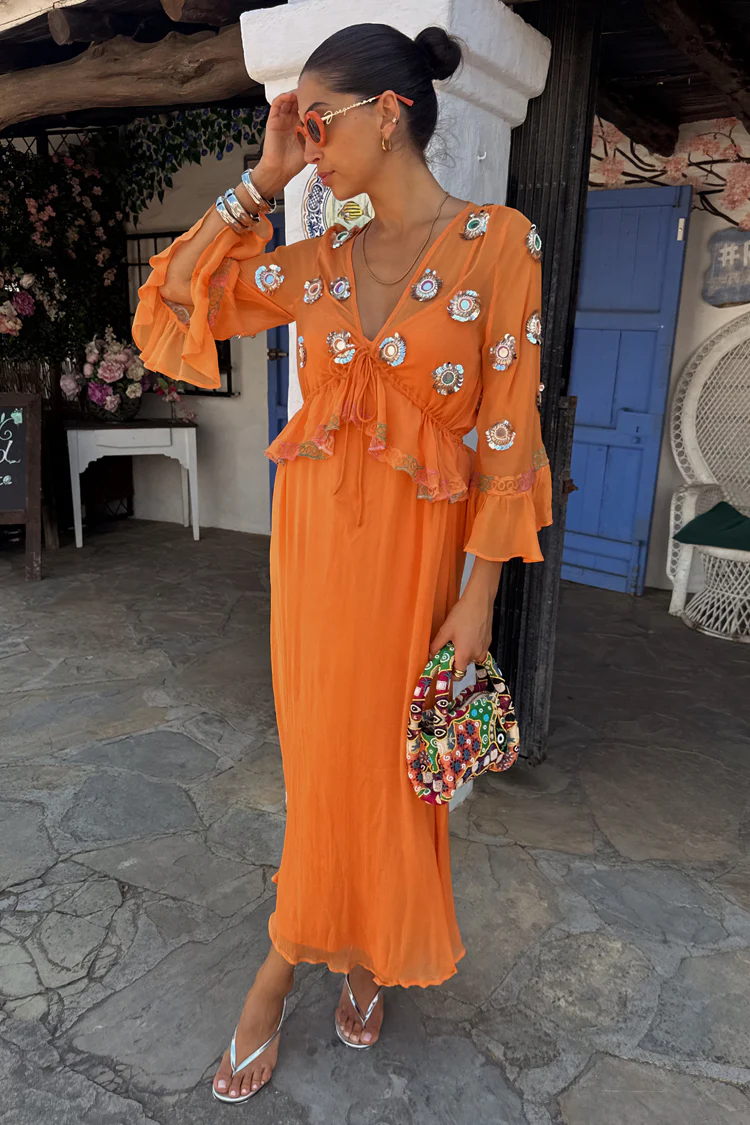 Apricot Embellished Ines Dress - Image 4
