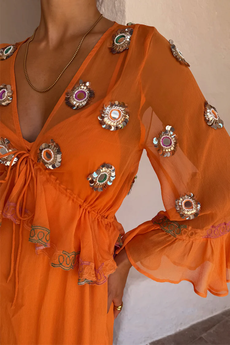 Apricot Embellished Ines Dress - Image 8