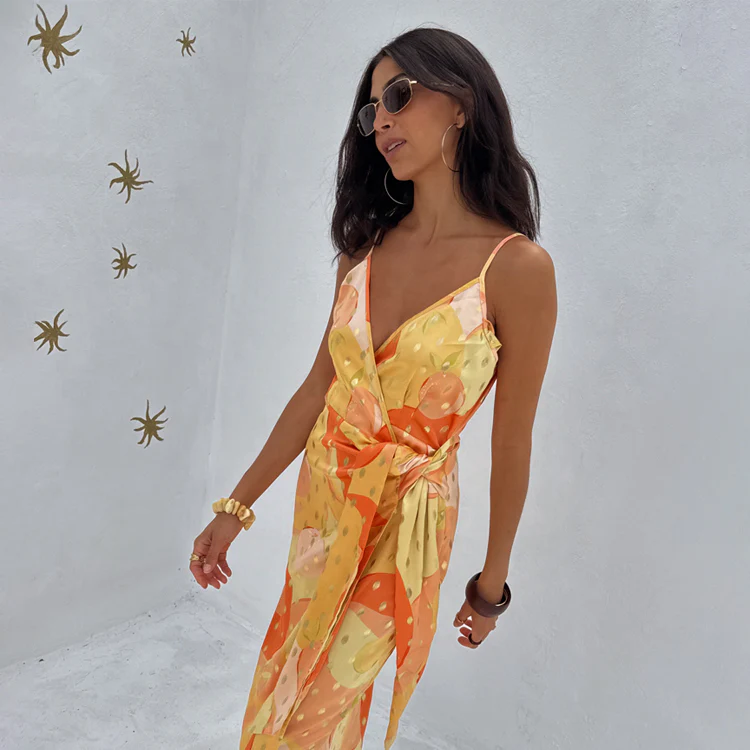 Apricot Strappy Vienna Dress