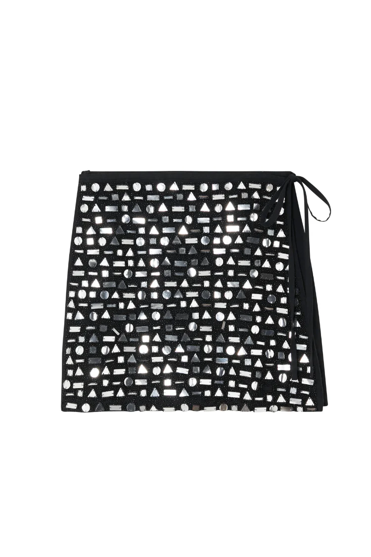 Black Beaded Mirror Skirt - Image 8