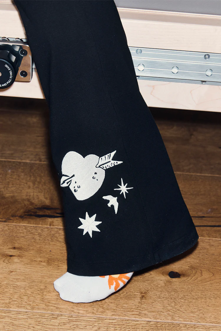 Black Cotton Wide Leg with Ecru Embroidery - Image 4