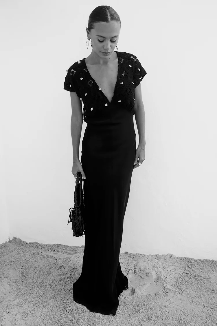 Black Crochet Shell Elodie Dress Petite - Image 10