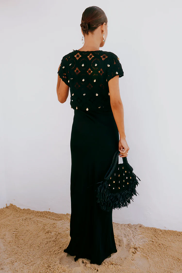 Black Crochet Shell Elodie Dress Petite - Image 11