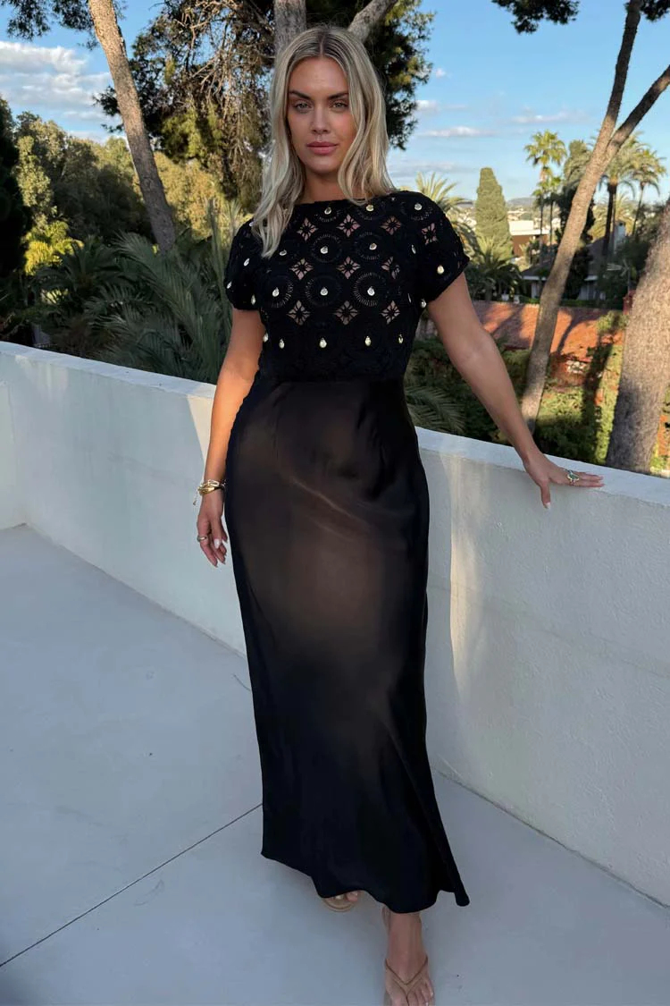 Black Crochet Shell Elodie Dress Petite - Image 2