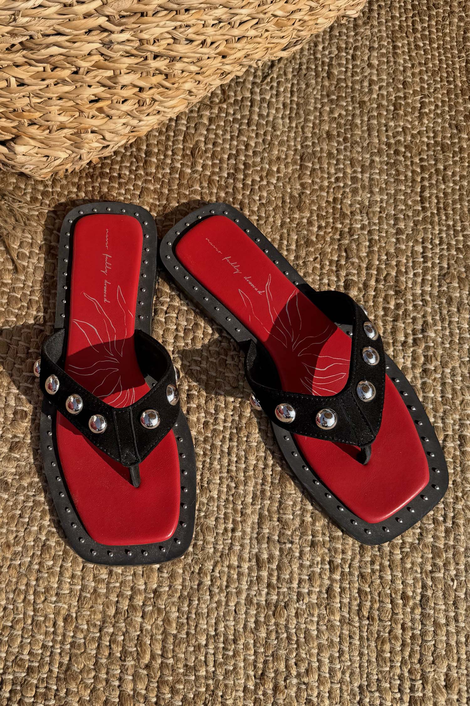 Black Leather Stud Sandals - Image 4