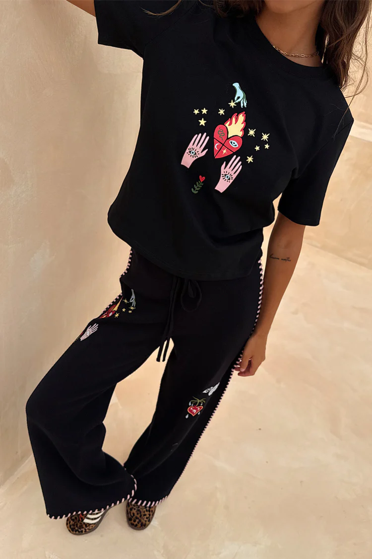 Black Night Garden Knit Jogger - Image 5