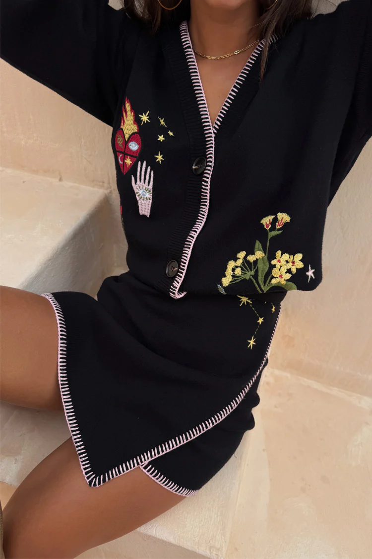 Black Night Garden Mini Wrap Skirt - Image 2