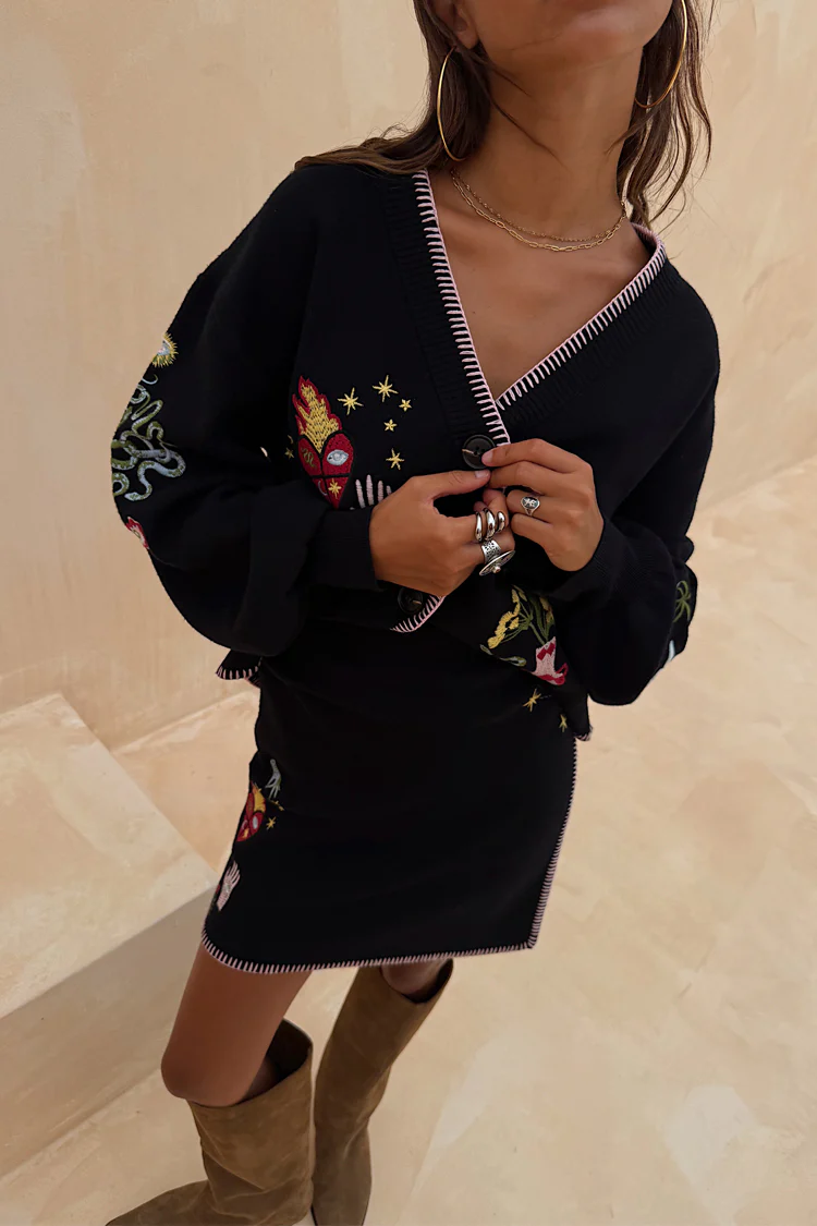 Black Night Garden Mini Wrap Skirt - Image 5