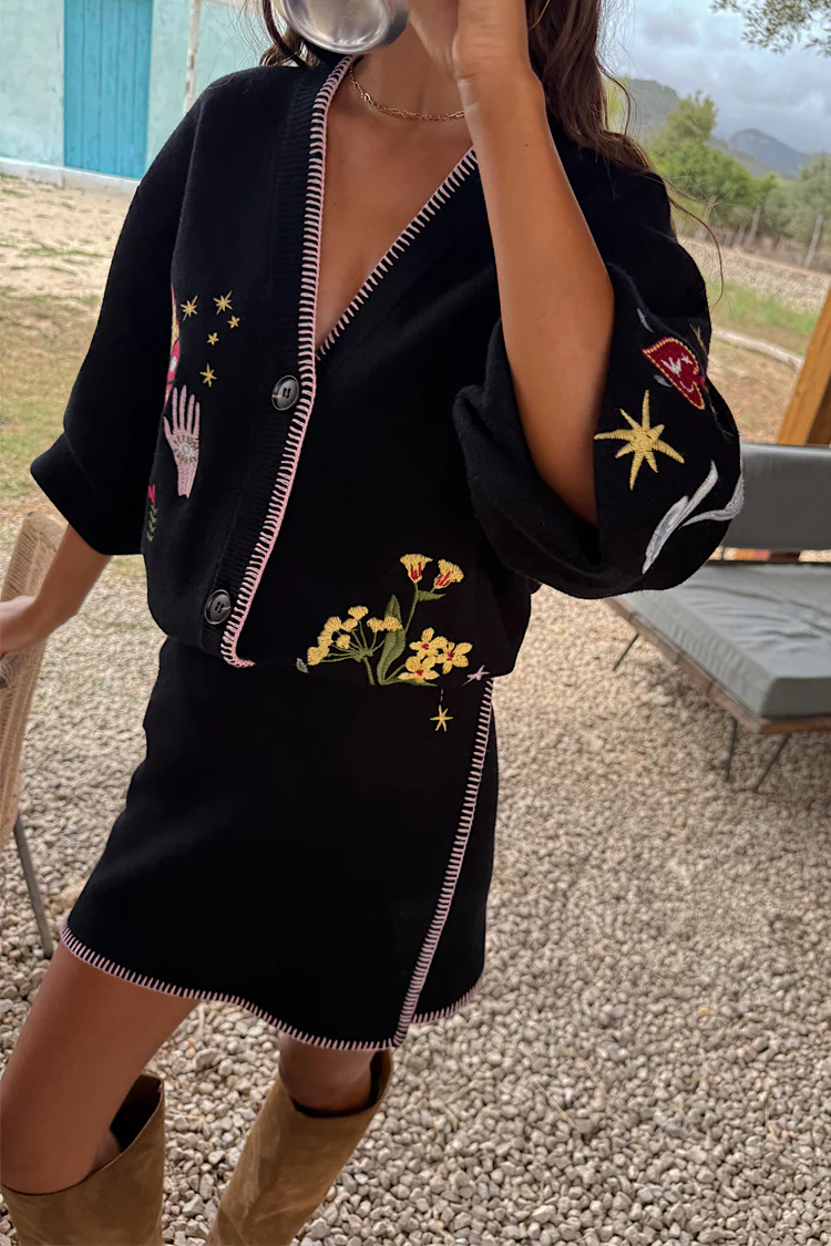 Black Night Garden Mini Wrap Skirt - Image 6