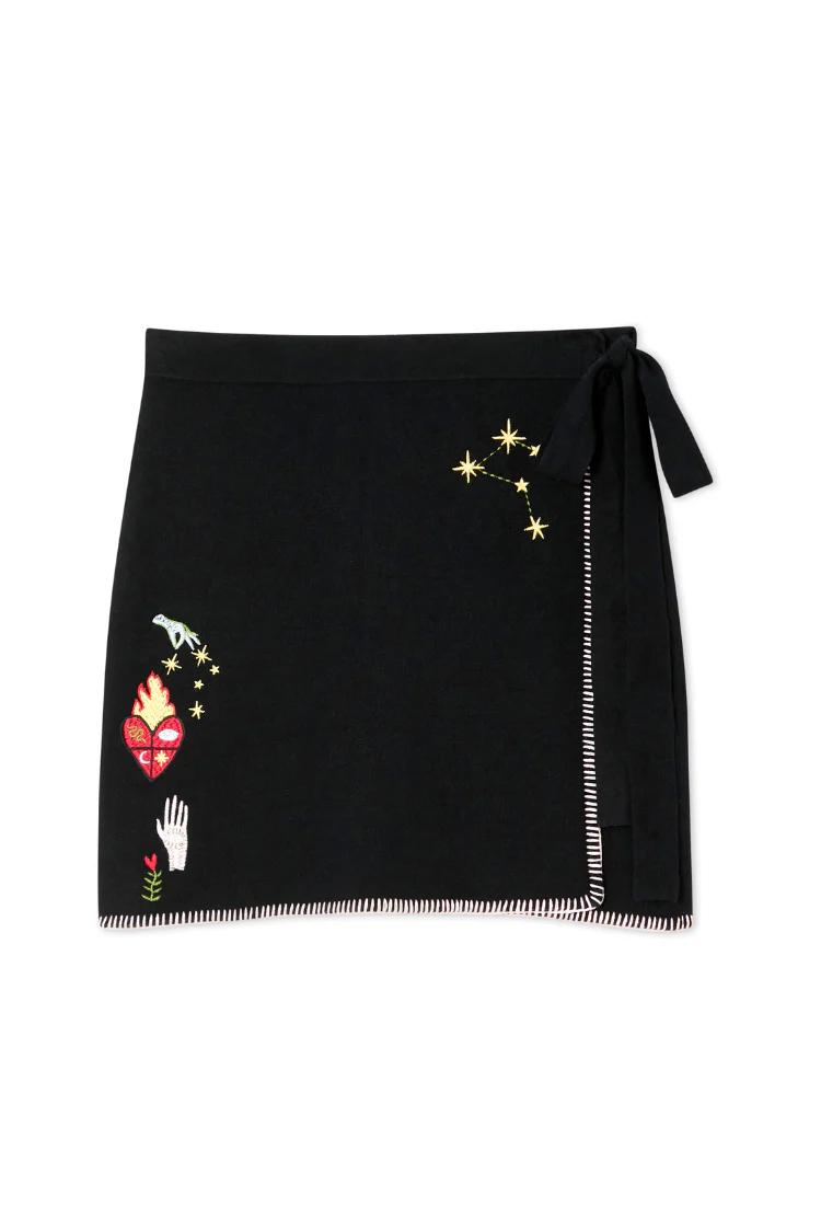 Black Night Garden Mini Wrap Skirt - Image 9