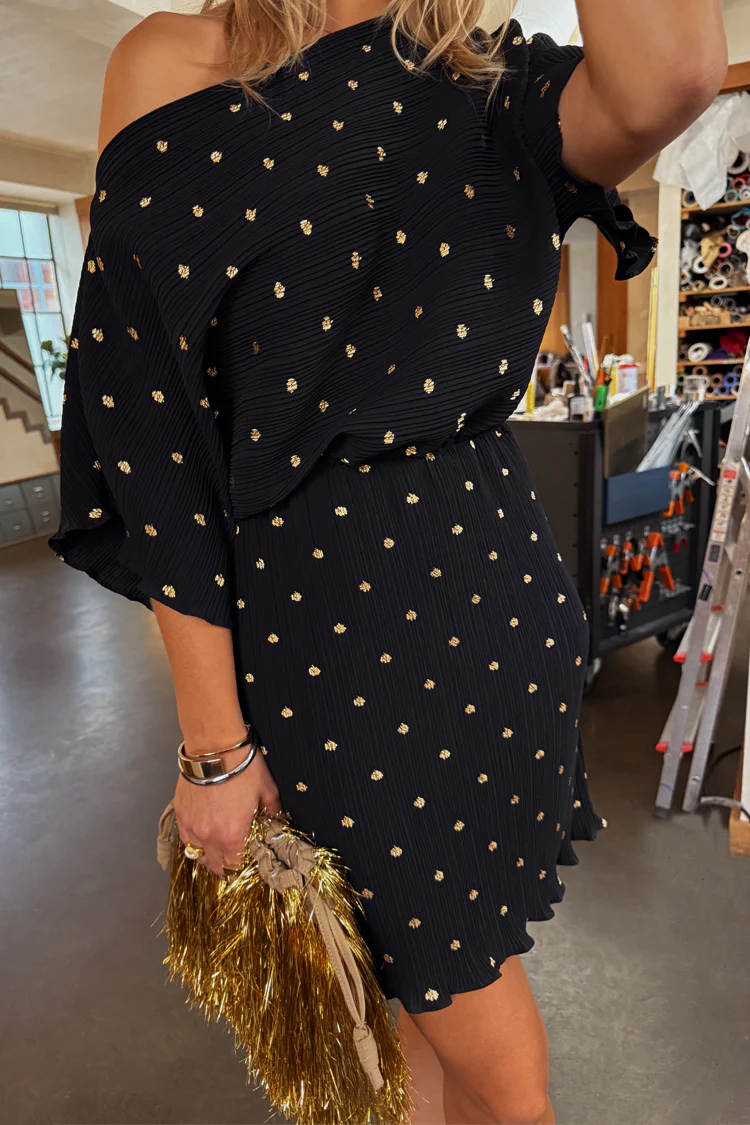 Black Plisse Mini Tilly Dress - Image 11