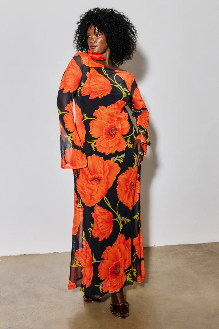 Black Poppy Aria Mesh Dress - Image 3