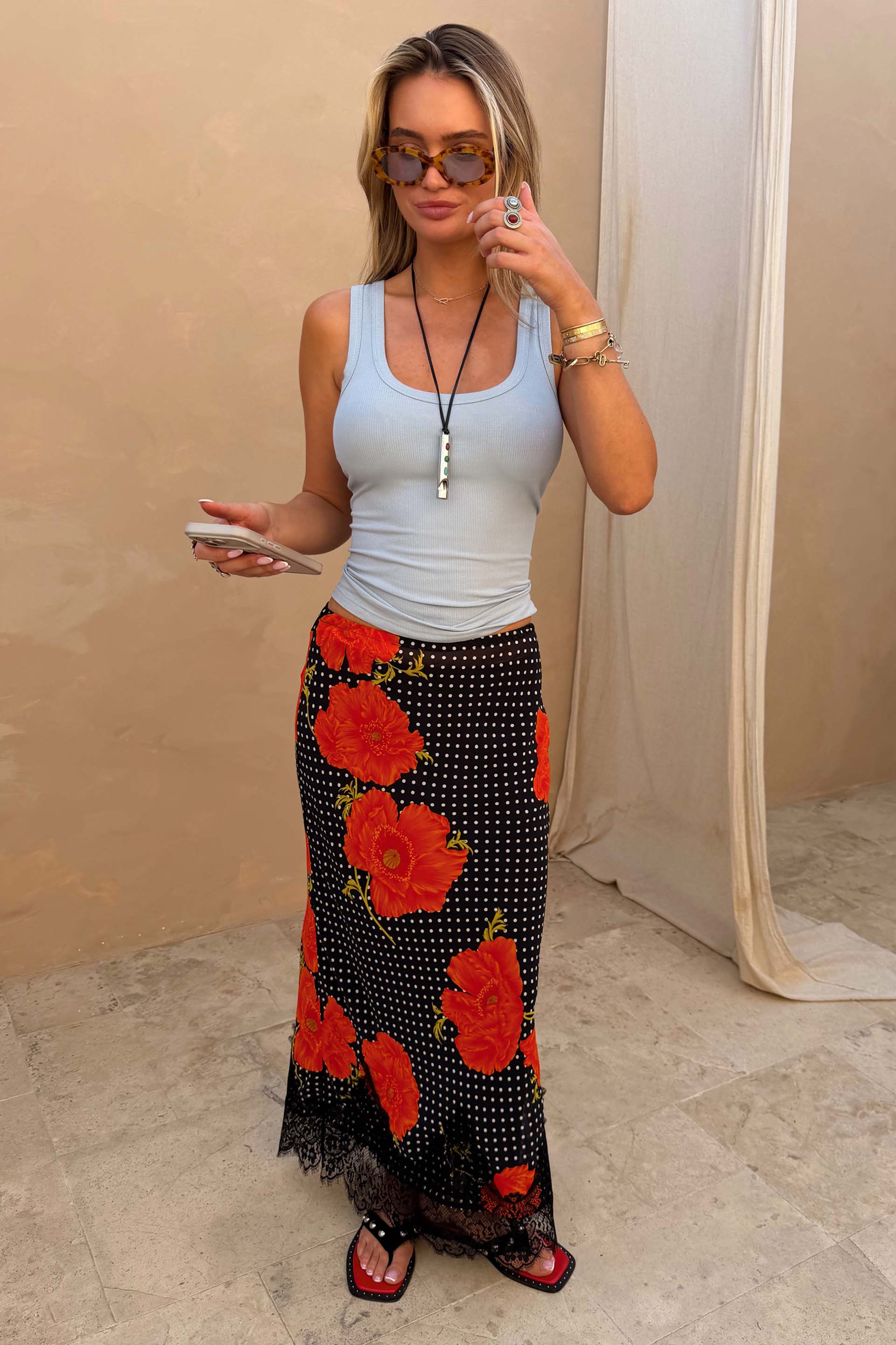 Black Poppy Midi Maeva Skirt - Image 2