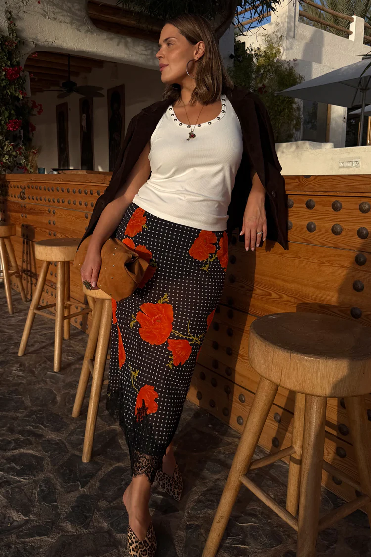 Black Poppy Midi Maeva Skirt - Image 3