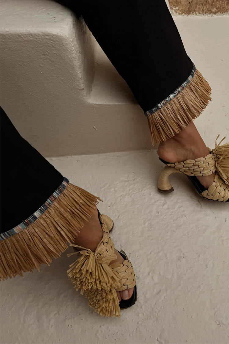 Black Raffia Marra Trousers - Image 6