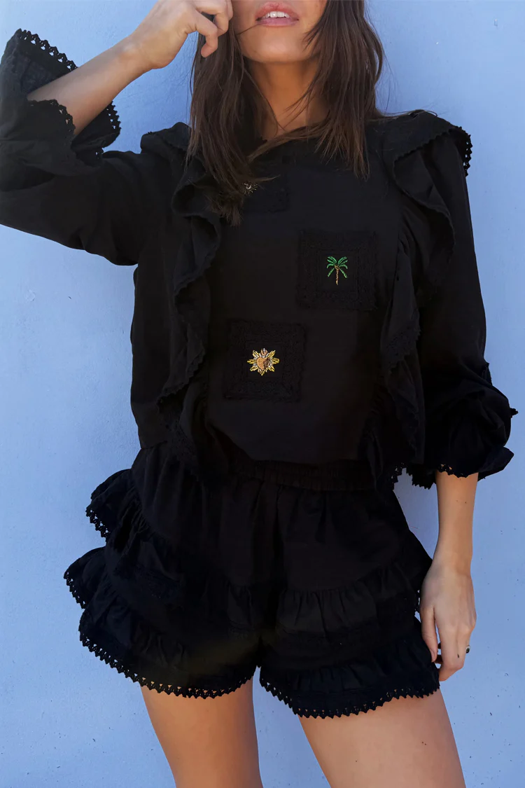 Black Ruffle Shorts - Image 4