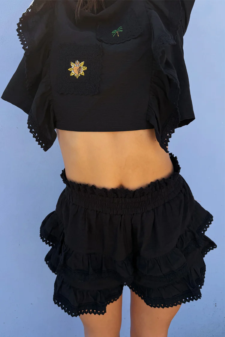 Black Ruffle Shorts - Image 8