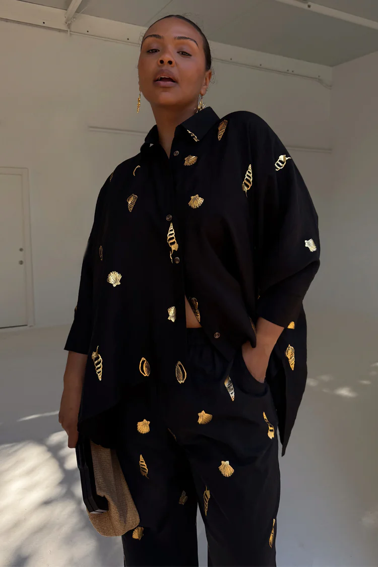 Black Shell Cape Shirt - Image 2