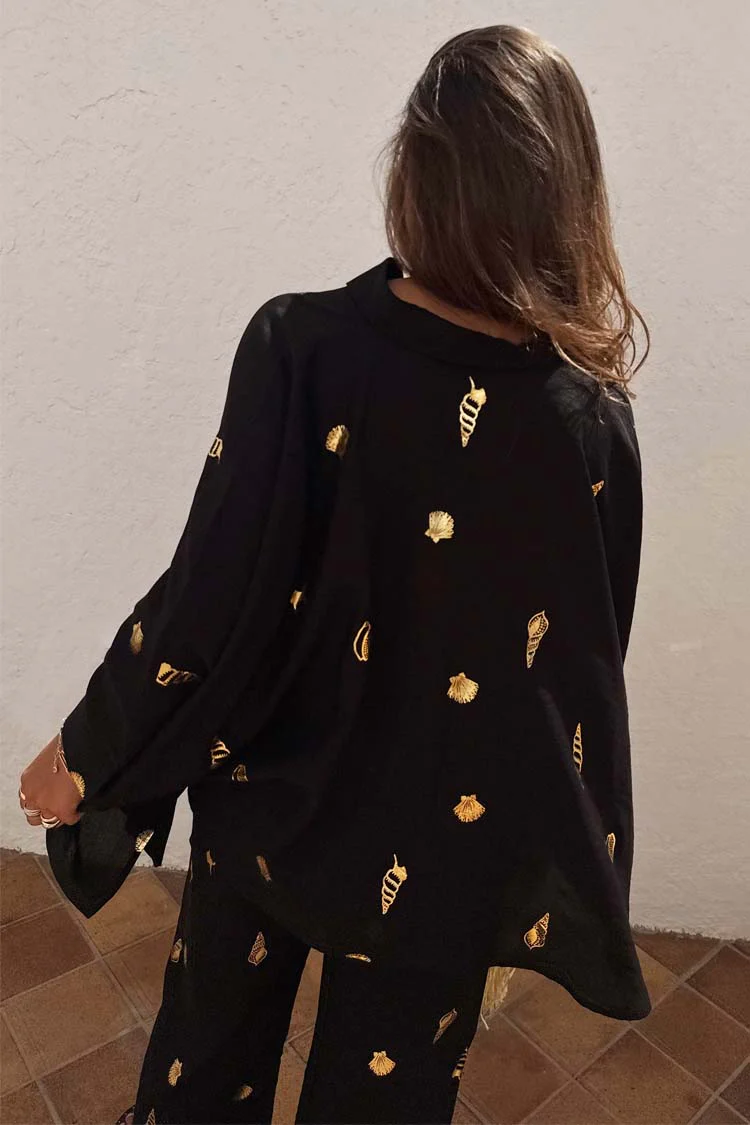 Black Shell Cape Shirt - Image 8