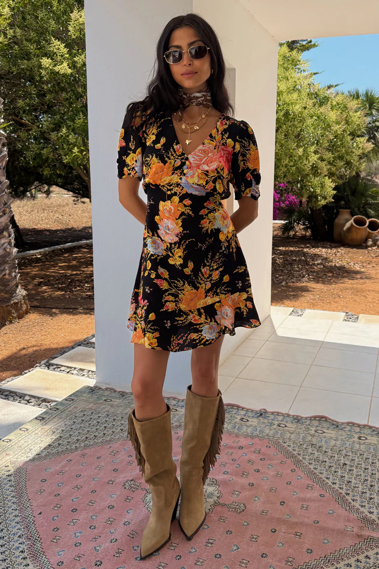 Black Sofia Mini Tea Dress - Image 4
