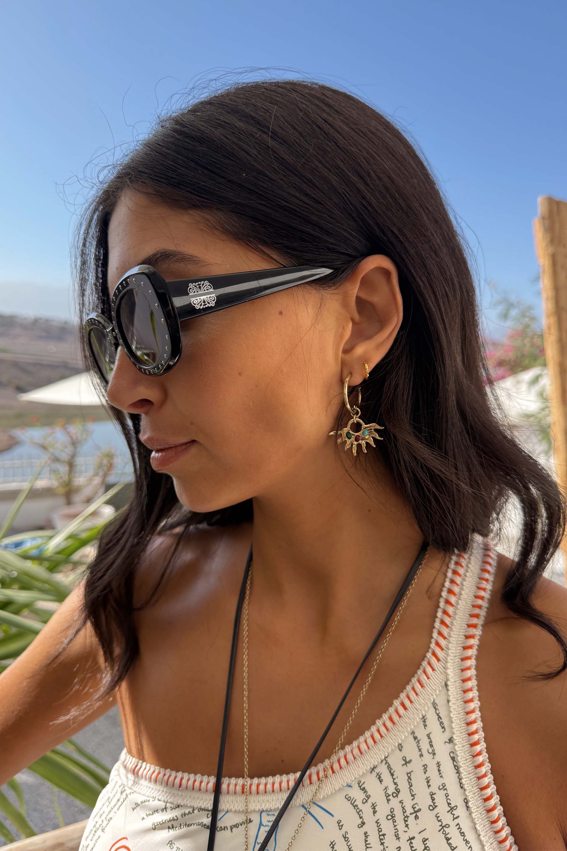 Black Studded Acetate Sunglasses - Image 5