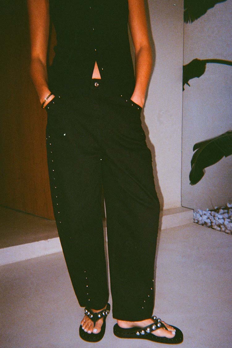 Black Studded Barrel Jeans - Image 4