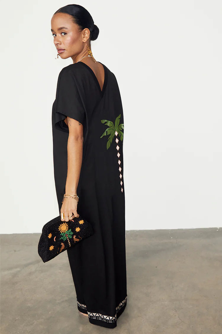 Black Sunshine Palm T-Shirt Dress - Image 12