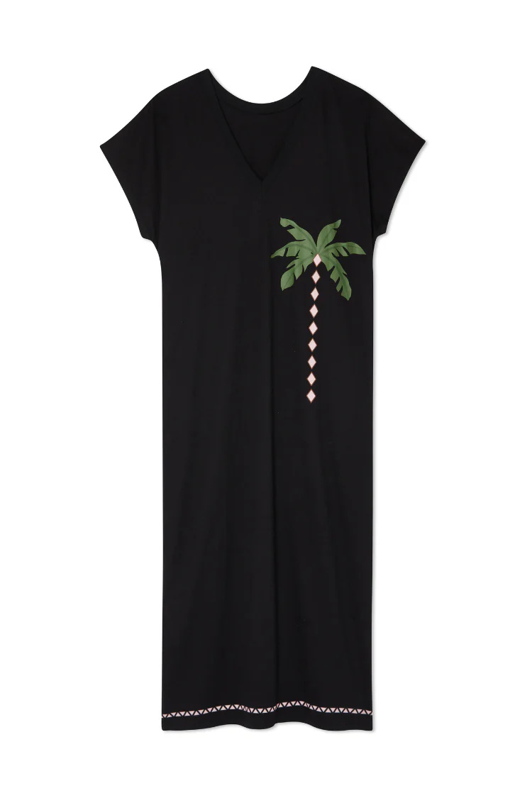 Black Sunshine Palm T-Shirt Dress - Image 13