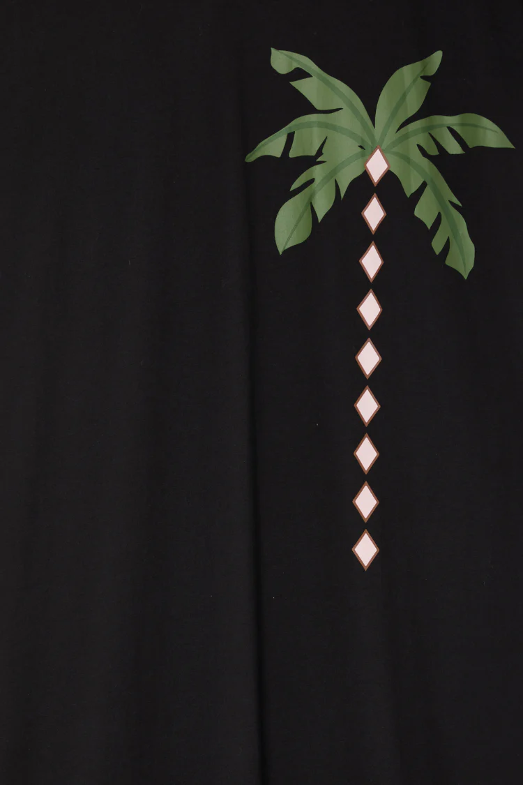 Black Sunshine Palm T-Shirt Dress - Image 15