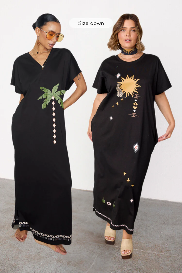Black Sunshine Palm T-Shirt Dress - Image 2