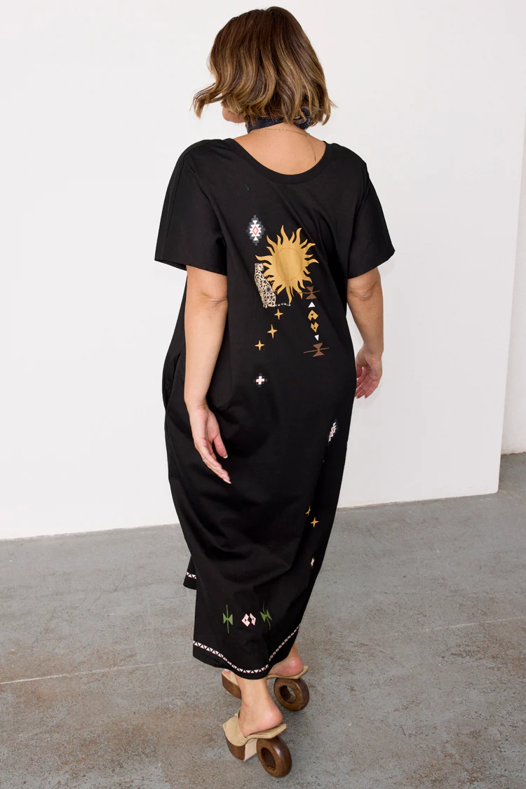Black Sunshine Palm T-Shirt Dress - Image 5