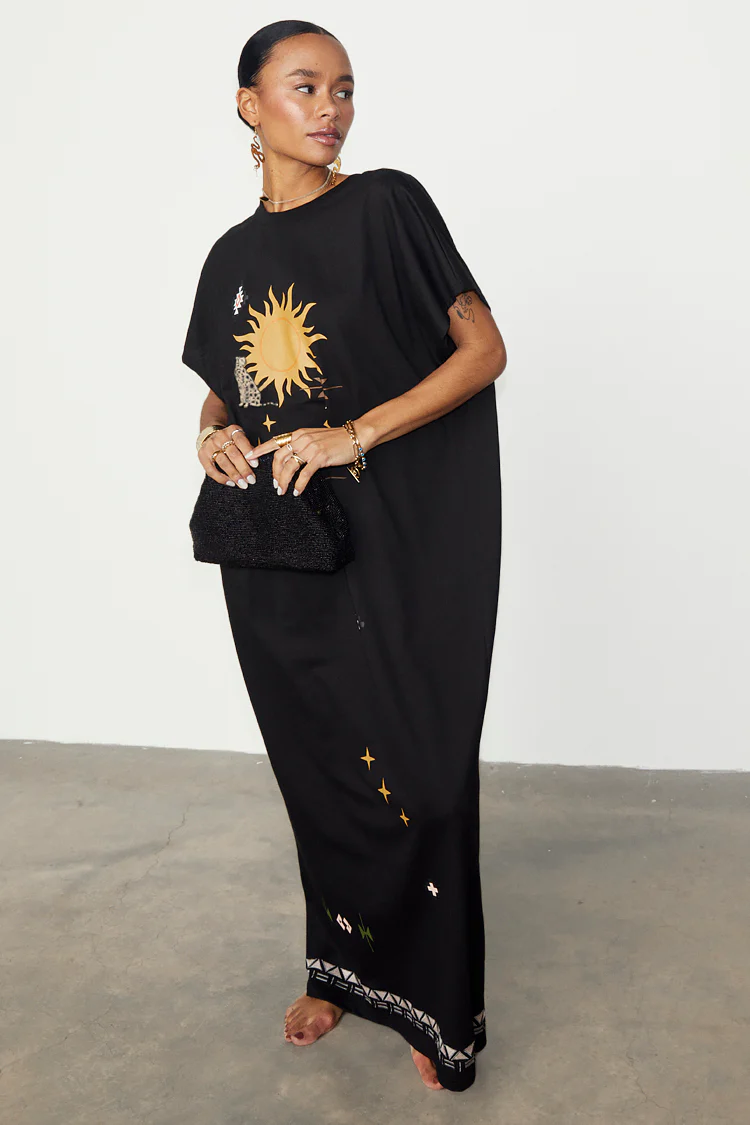 Black Sunshine Palm T-Shirt Dress - Image 7