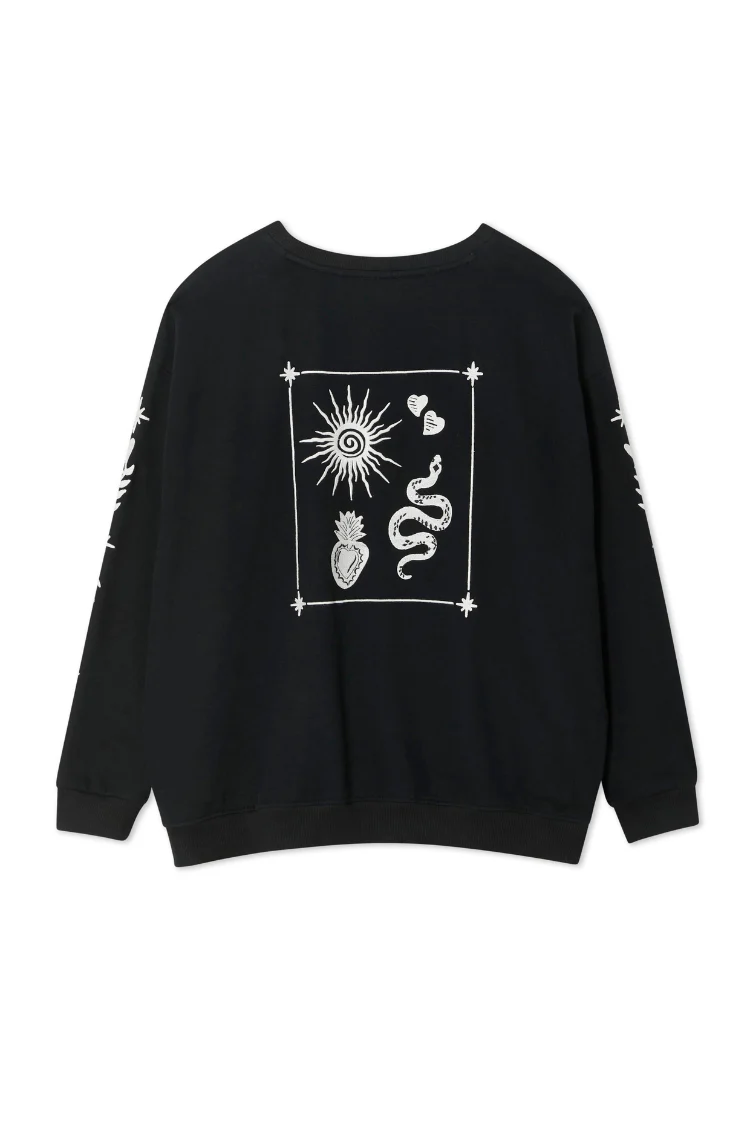 Black Sweatshirt with Ecru Embroidery - Image 12