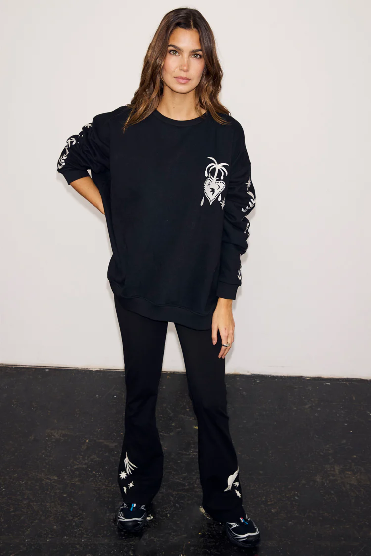 Black Sweatshirt with Ecru Embroidery - Image 7