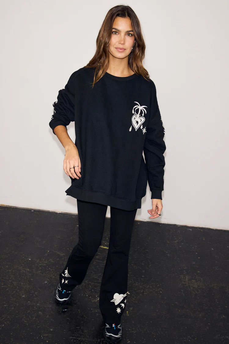 Black Sweatshirt with Ecru Embroidery - Image 9