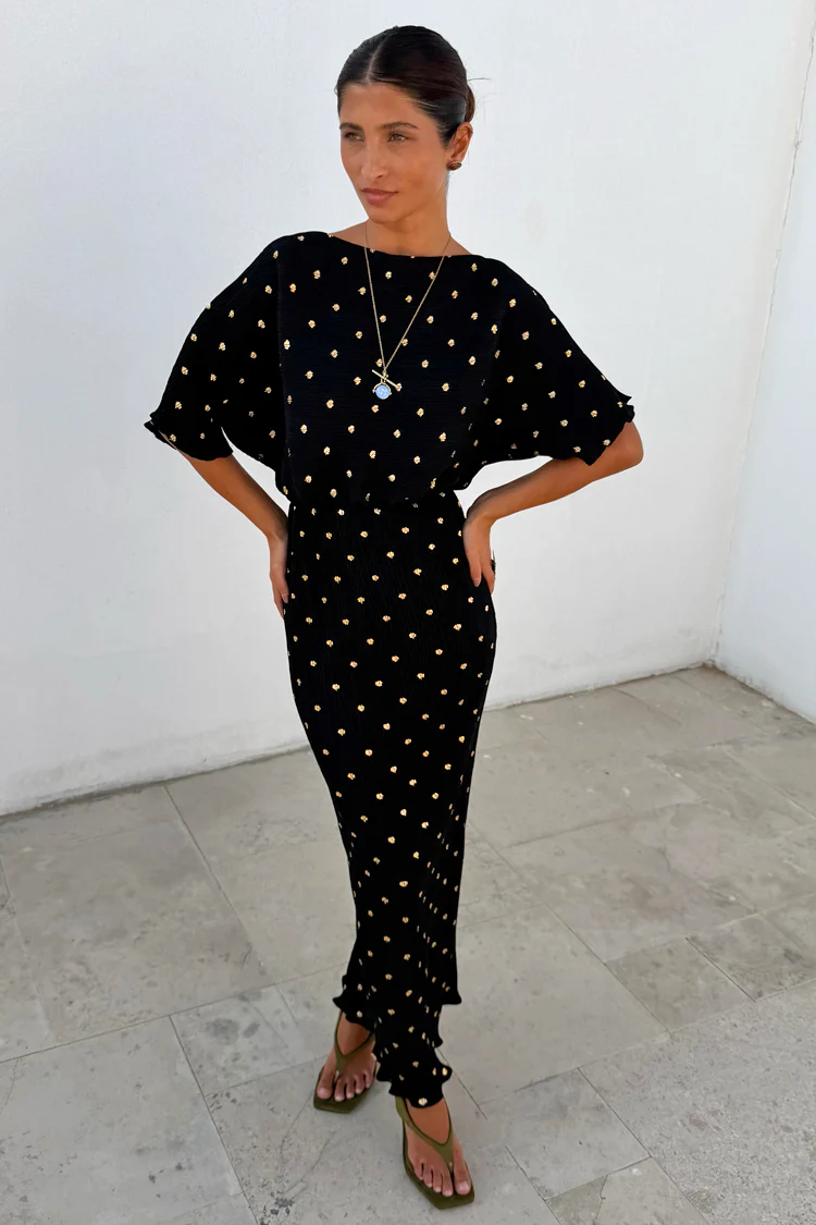 Black Tilly Dress with Gold Foil - Image 2