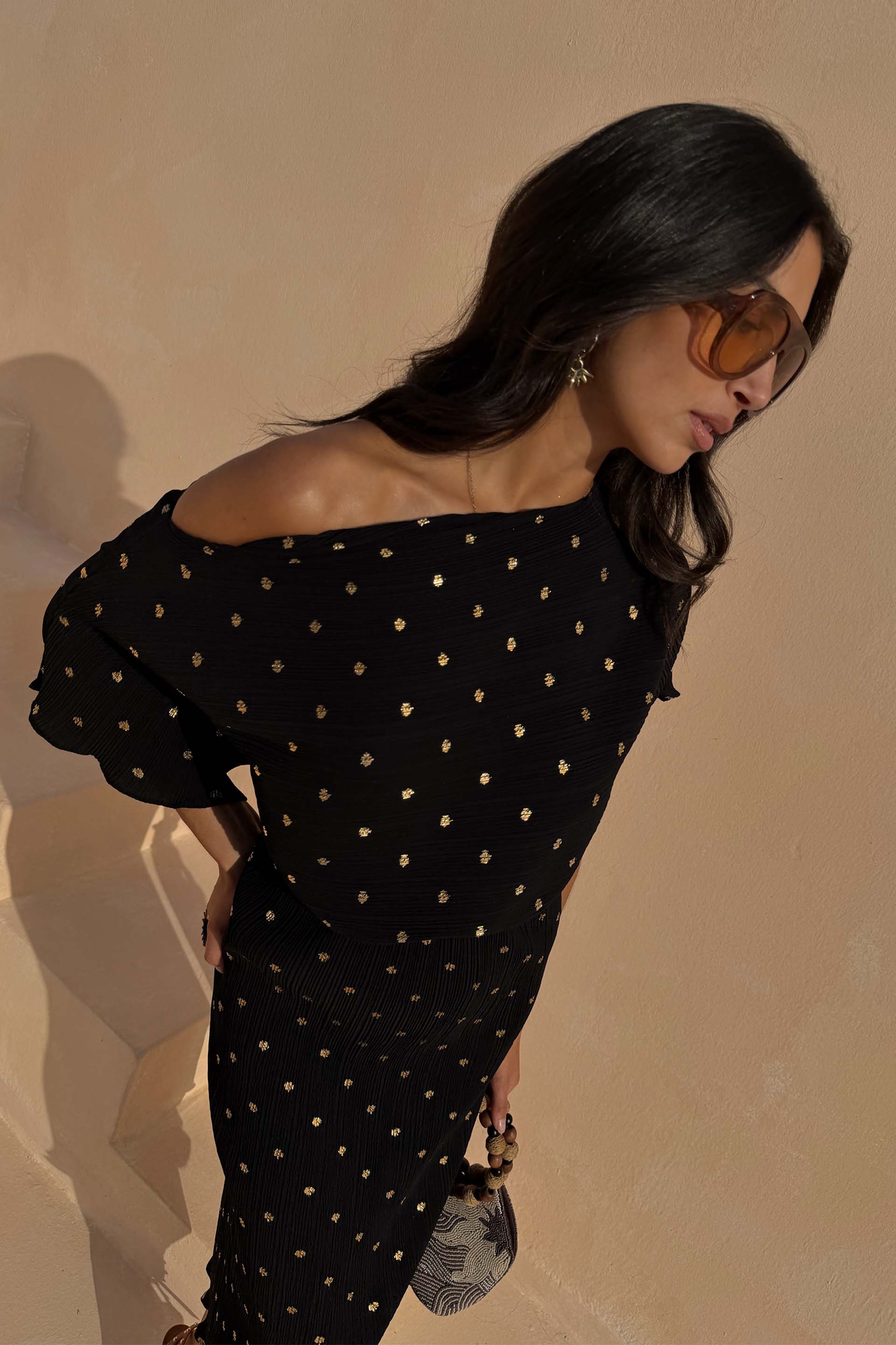 Black Tilly Dress with Gold Foil - Image 4