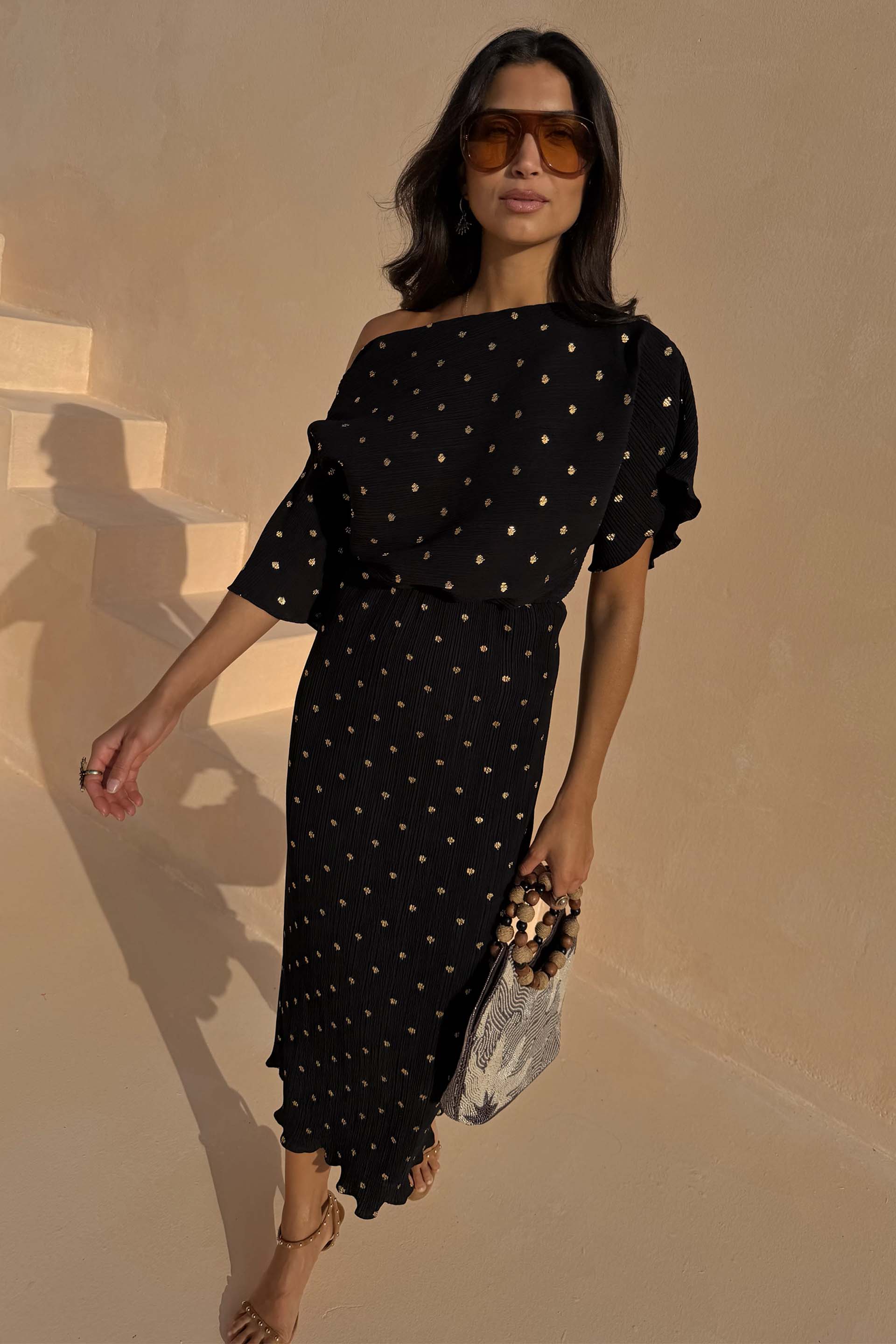 Black Tilly Dress with Gold Foil - Image 7
