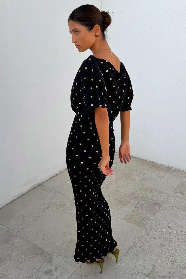 Black Tilly Dress with Gold Foil - Image 8