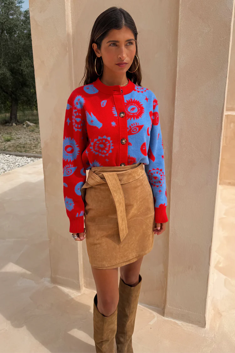Blue and Red Holly Cardigan - Image 4