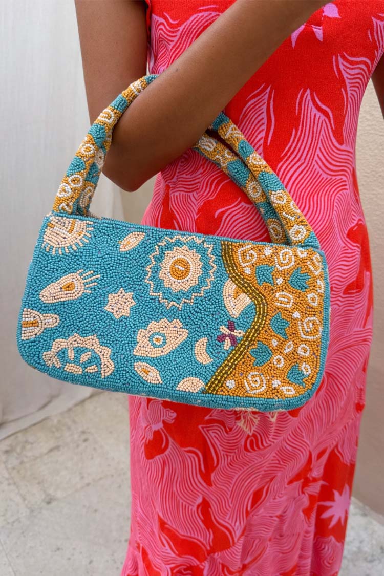 Blue and Yellow Morocco Beaded bag - Image 4