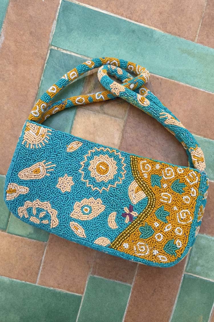 Blue and Yellow Morocco Beaded bag - Image 5
