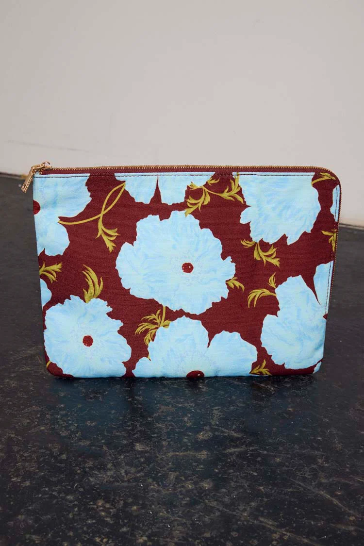 Blue & Burgundy Poppy Laptop Case - Image 2