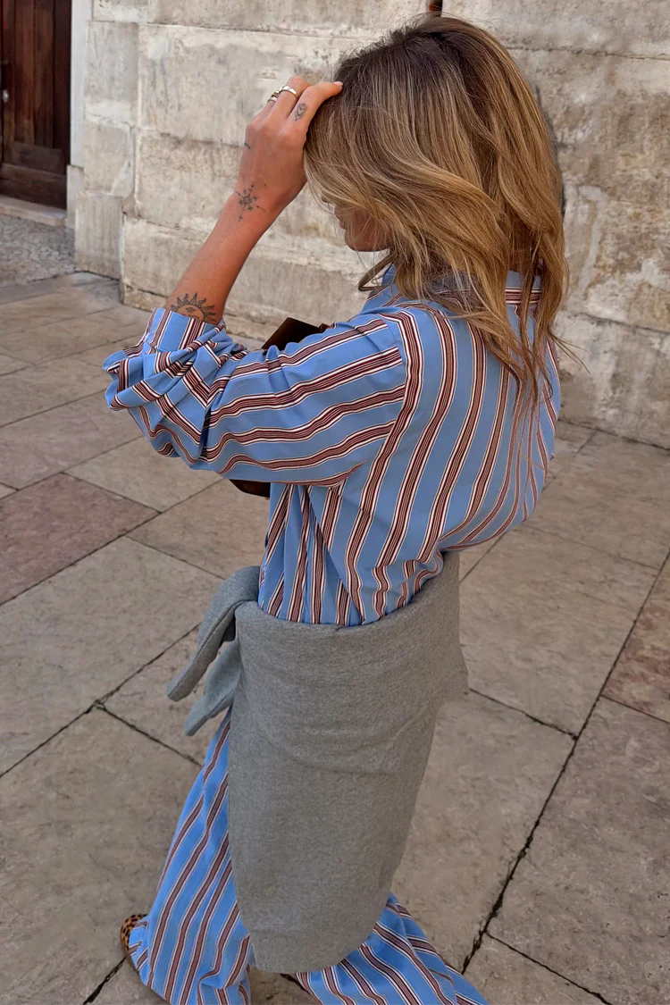 Blue Cotton Stripe Miley Shirt - Image 10