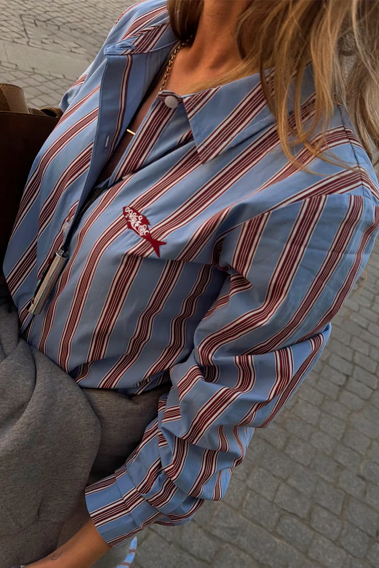 Blue Cotton Stripe Miley Shirt - Image 4