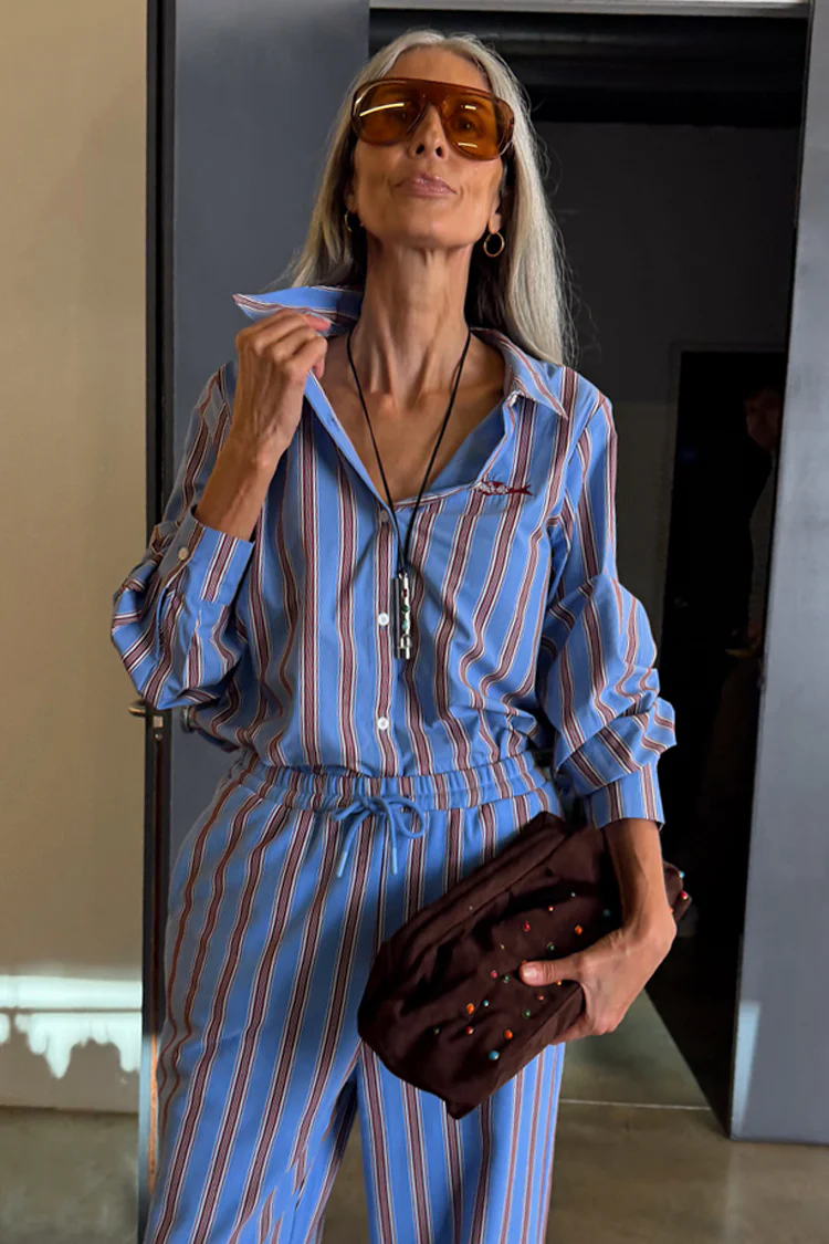 Blue Cotton Stripe Miley Shirt - Image 6