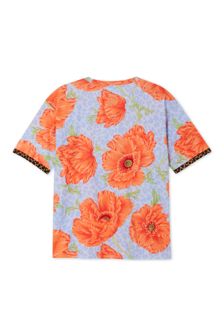 Blue Poppy Print Jersey Pyjamas - Image 13
