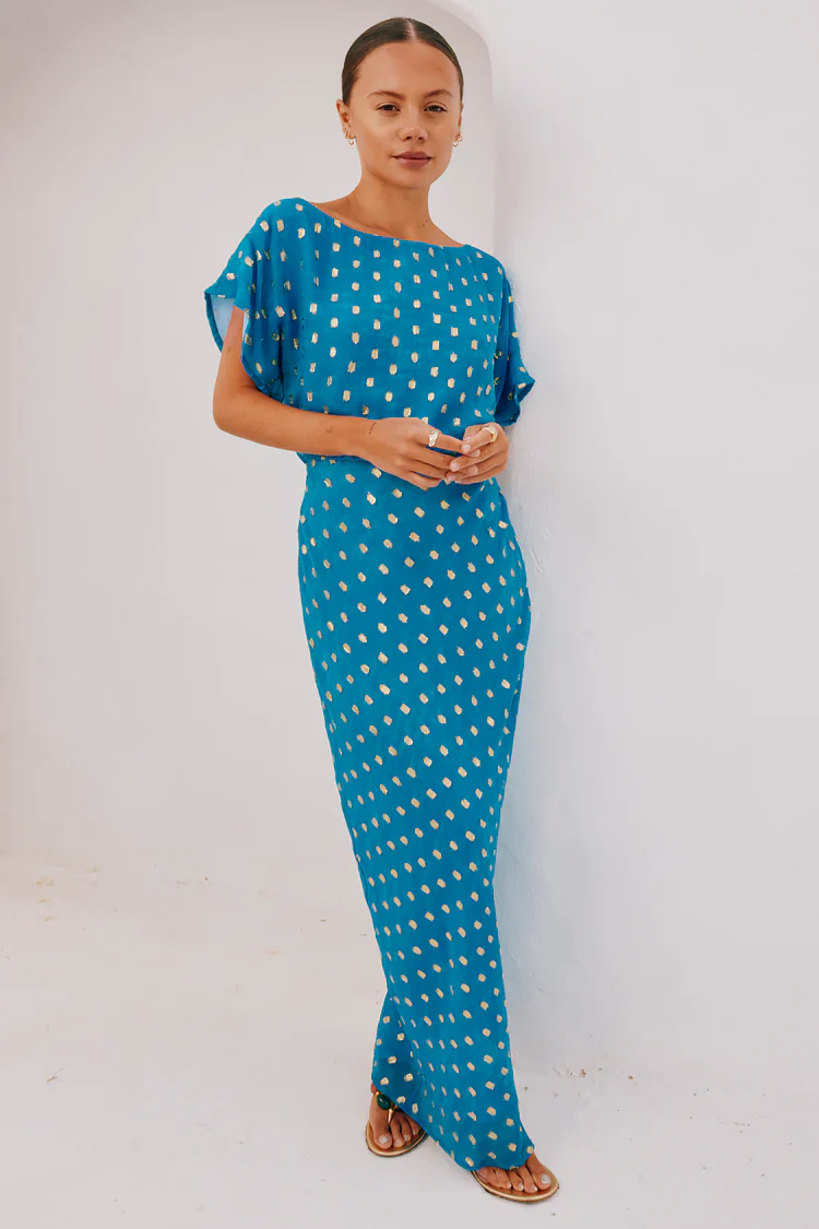 Blue Jacquard Tilly Dress Petite - Image 3