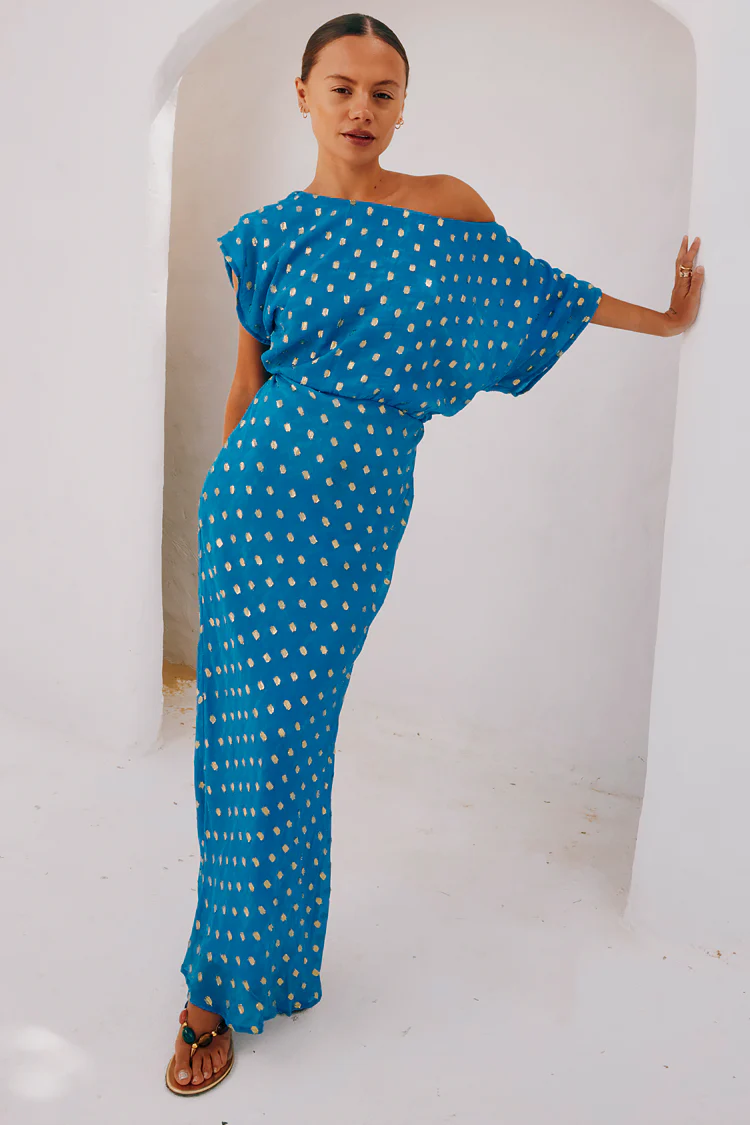 Blue Jacquard Tilly Dress Petite - Image 5