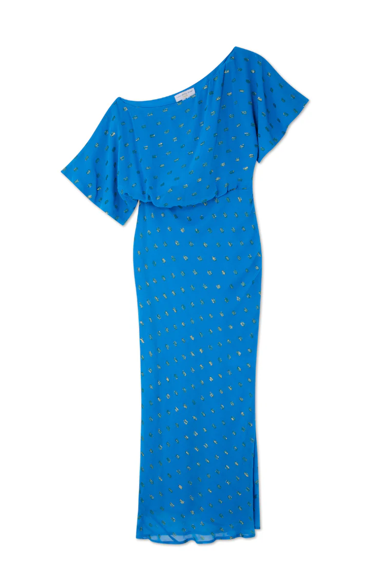 Blue Jacquard Tilly Dress Petite - Image 8